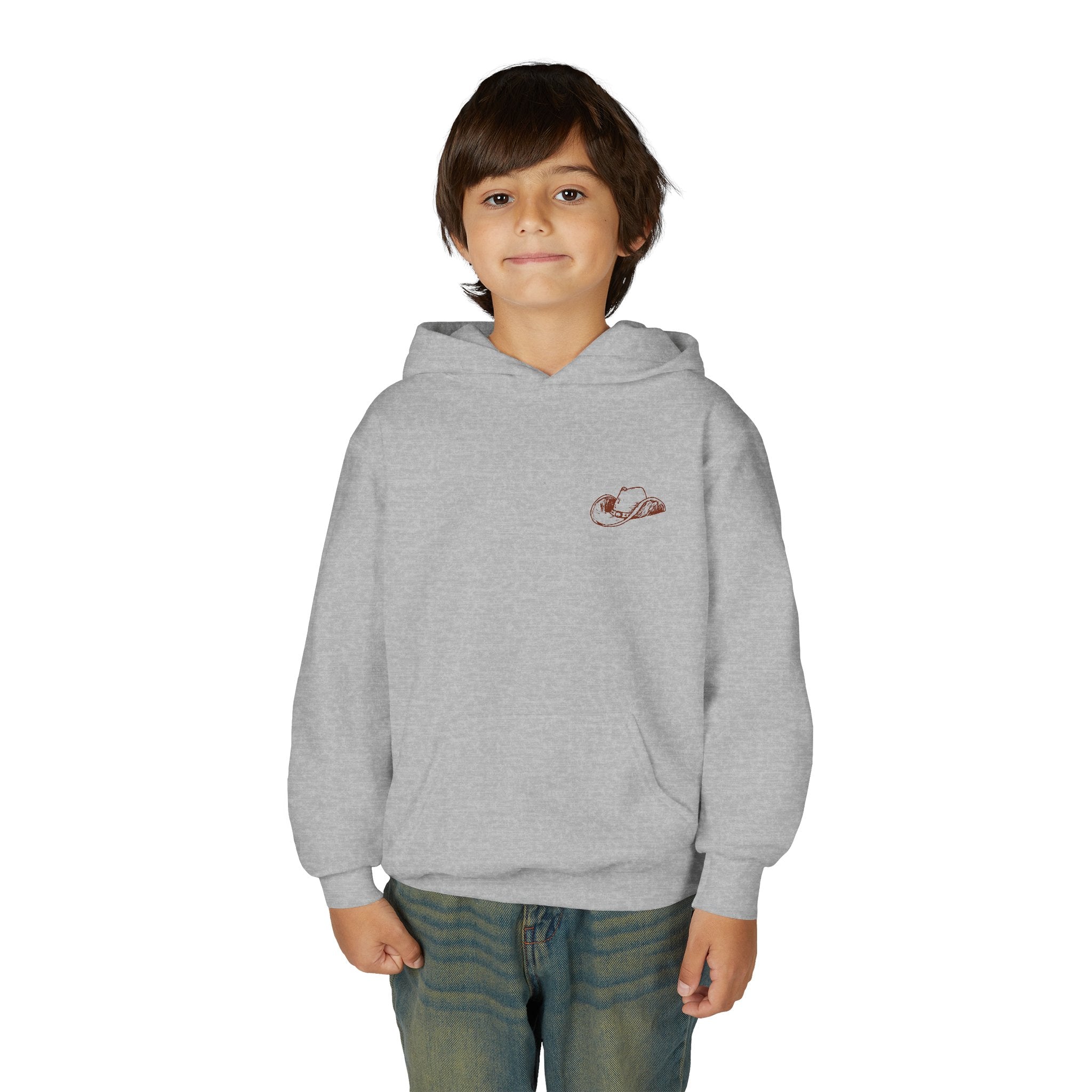 Ropin’ for Jesus – Youth Cowboy Hoodie (Heather Gray)