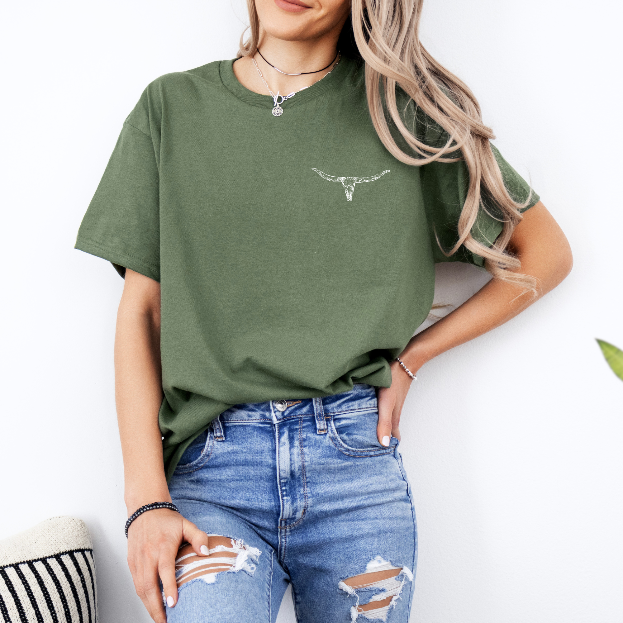 Forgiven Not Fragile Tee — Longhorn Skull Graphic Christian Cotton Tee