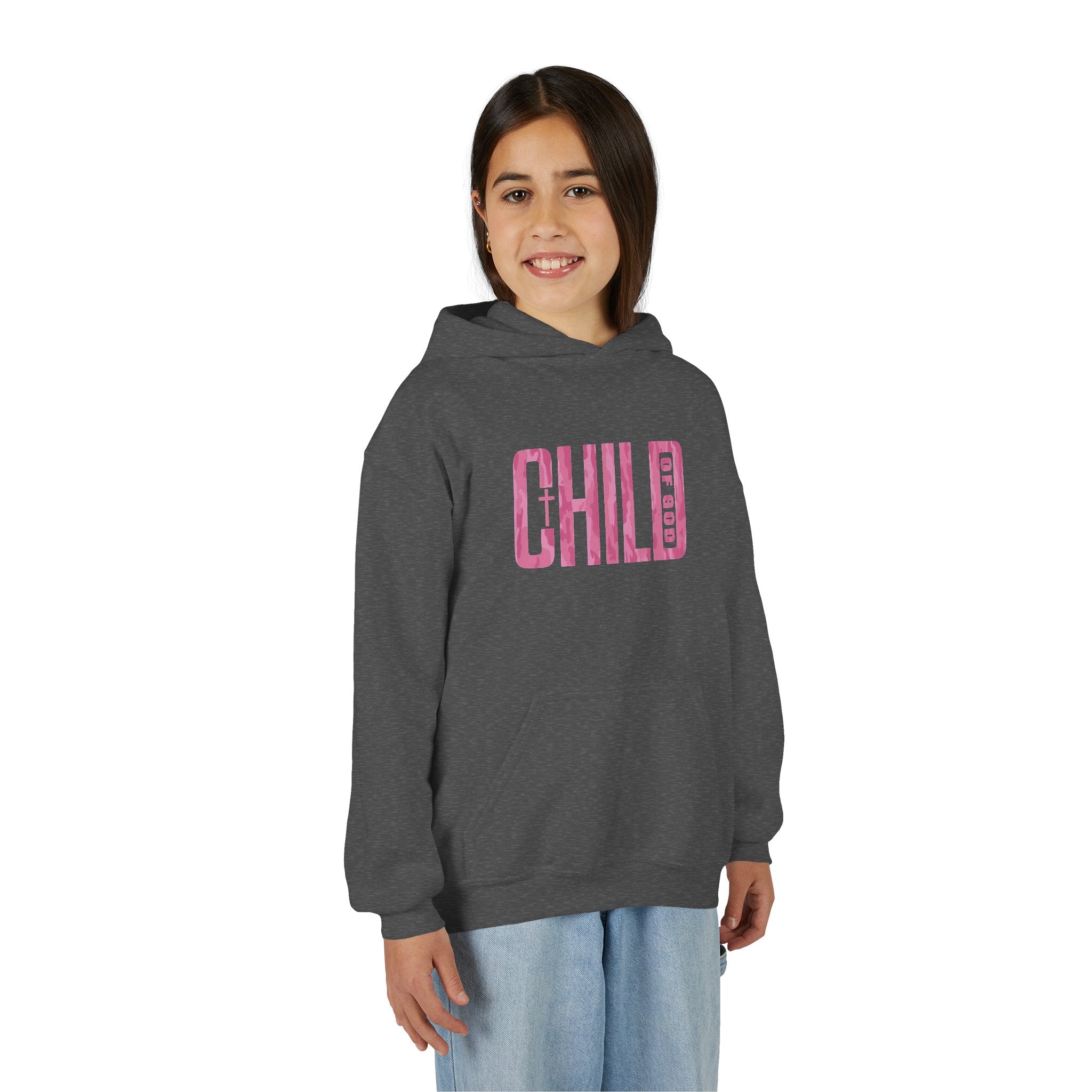 Pink Camo Child of God Youth Hoodie