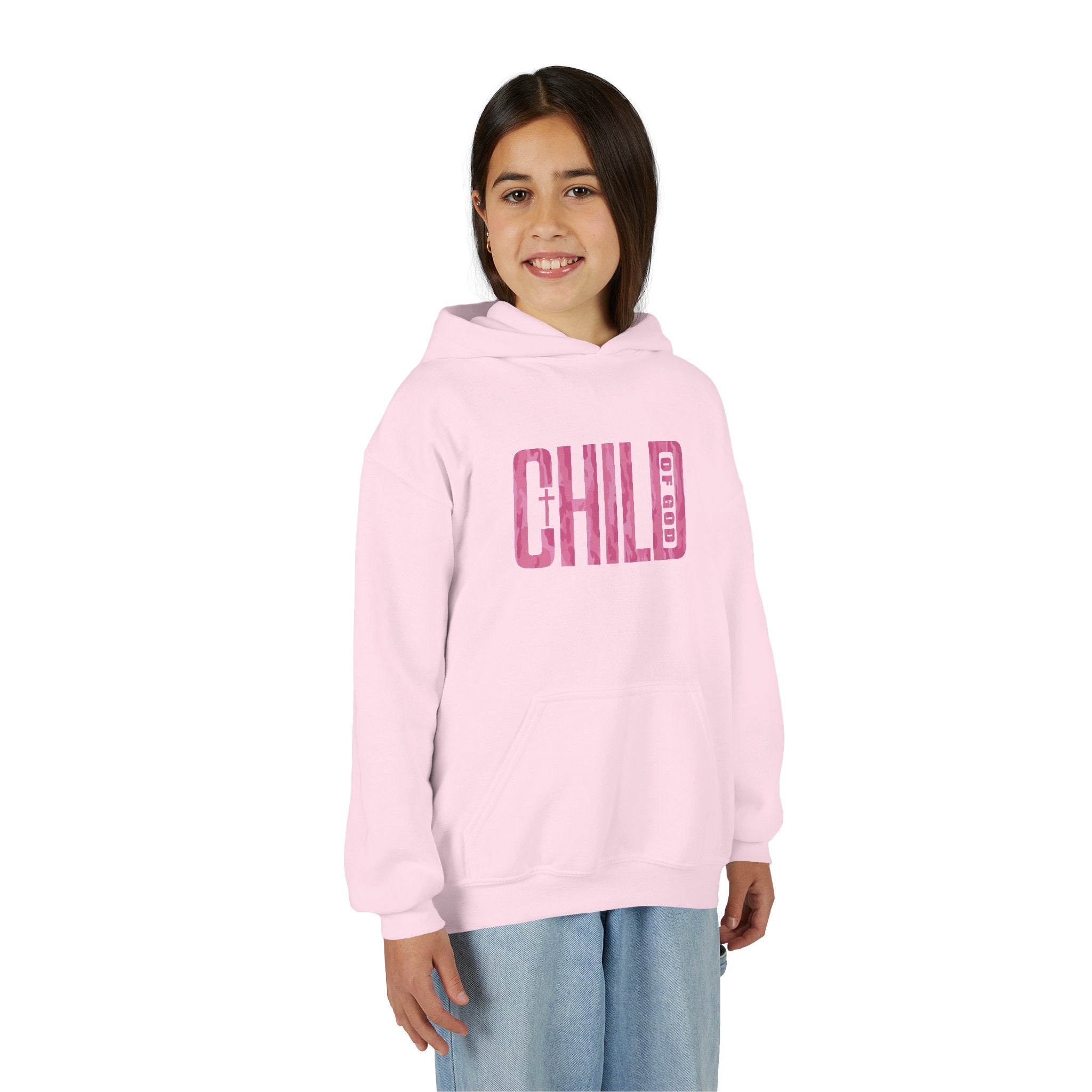Pink Camo Child of God Youth Hoodie